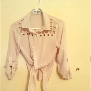 Beige button up shirt
